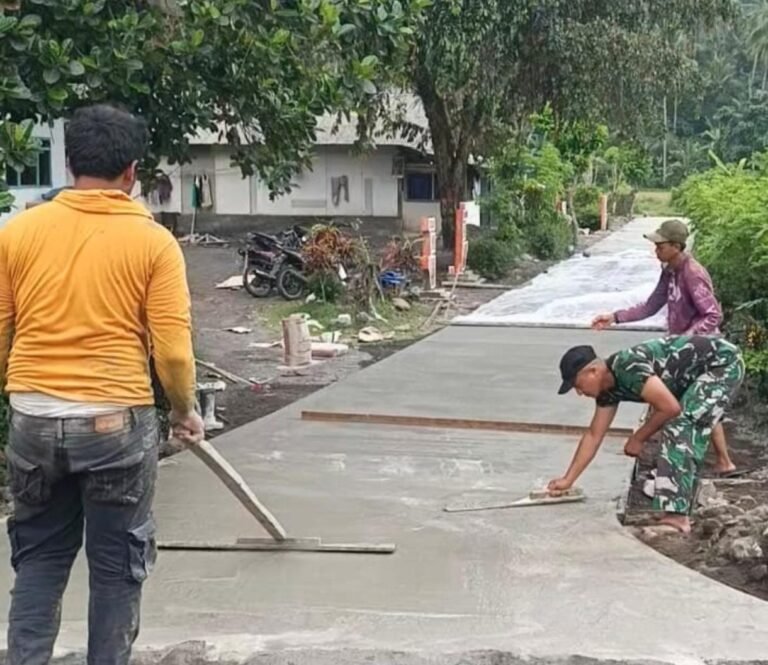 Gotong Royong Satgas TMMD 126 dan Warga Krajan 1A: Rabat Beton Capai 85 Persen, Wujud Nyata Pembangunan Desa Lebakharjo